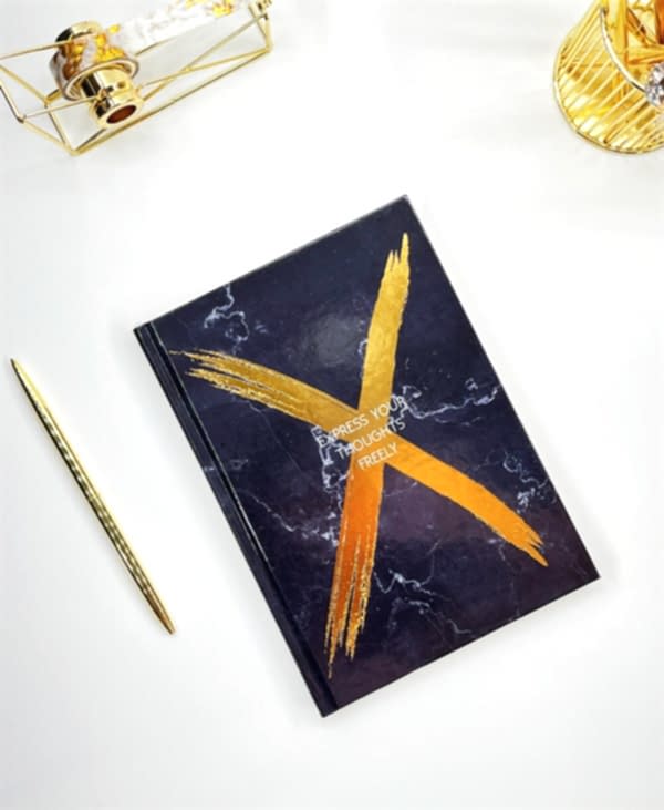 Black Marble Gold X Sert Kapaklı Tasarım Defter