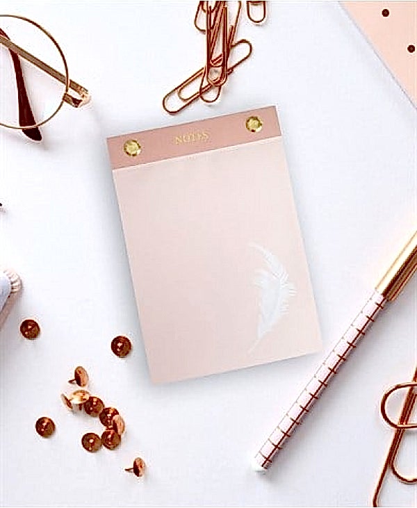 Pink Feather Notepad A6